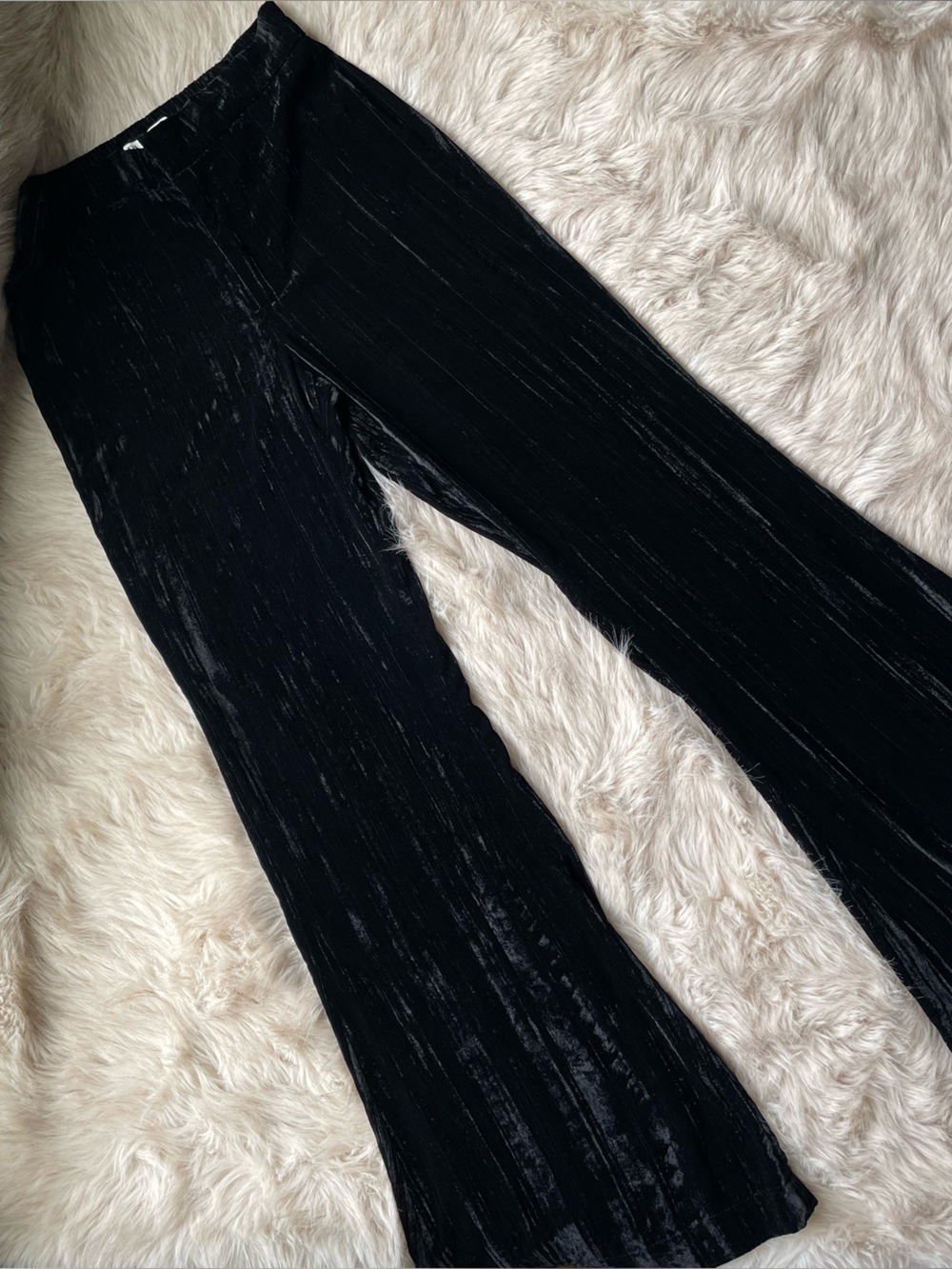Zara Black Velvet Wide Leg Pants